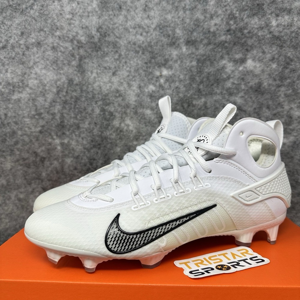 Nike Huarache 9 Elite Mid Lacrosse Cleats Mens Sz 9 White Black FD0088-101 LAX
